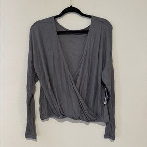 JoyLab Charcoal Wrap Blouse